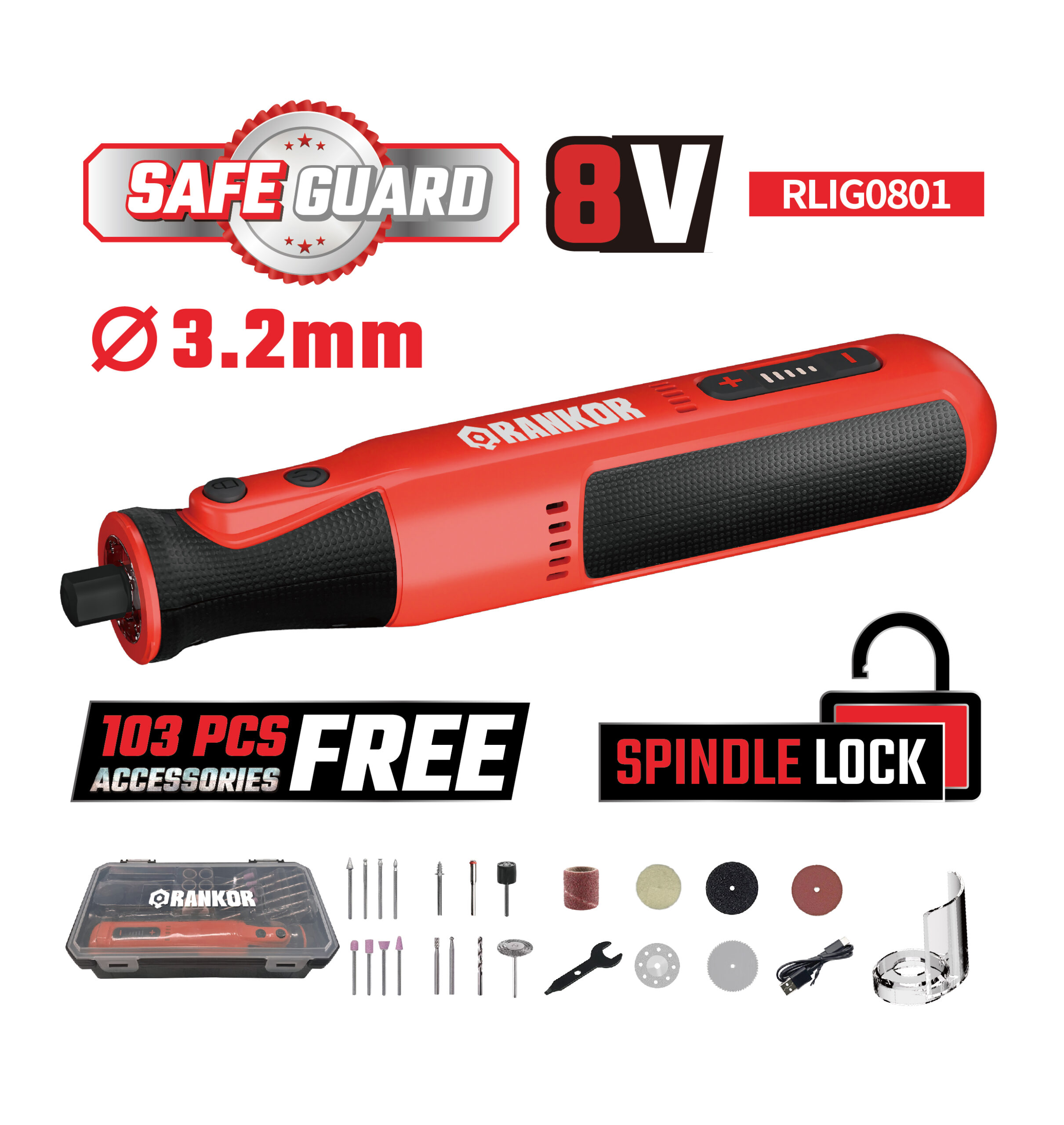 Esmeril inalámbrico de 8V / RLIG0801 - Imagen 2